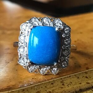 Natural Ceruleite Sterling Silver Ring Size 10